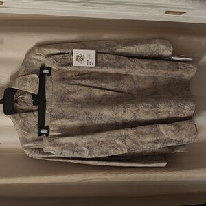 Terry Lewis Leather Blazer & Skirt Python Pattern Size L NWT